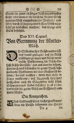 Das XVI. Capitel. Von Gerinnung der Mutter-Milch.