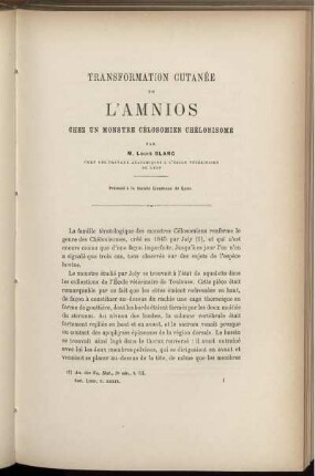 Transformation Cutanée De L'Amnios Chez Un Monstre Célosomien Chélonisome