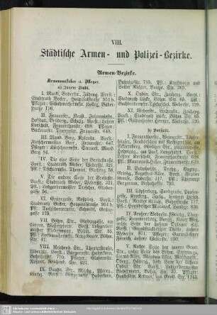 VIII. Städtische Armen- und Polizei-Bezirke