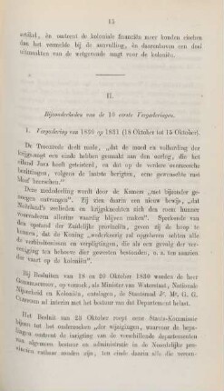 II. Bijzonderheden van de 10 eerste vergaderingen
