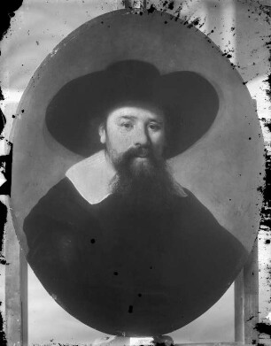 Porträt eines Mannes mit schwarzem Hut und weißem Kragen (Menasse ben Israel)