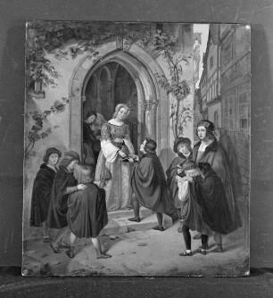 Kurrendesänger vor dem Kirchenportal