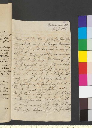 Brief von Fritsch, Konstanze Gräfin von an Goethe, Johann Wolfgang von
