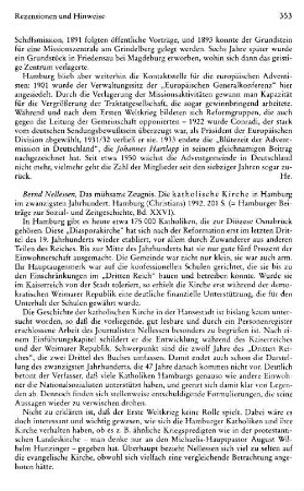 Nellessen, Bernd :: Das mühsame Zeugnis, die katholische Kirche in Hamburg im 20. Jahrhundert, (Hamburger Beiträge zur Sozial- und Zeitgeschichte, 26) : Hamburg, Christians, 1992