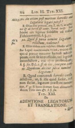 Tit. XXI. De Ademtione Legatorum Et Translatione