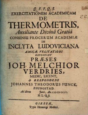 Exercitatio acad. de thermometris