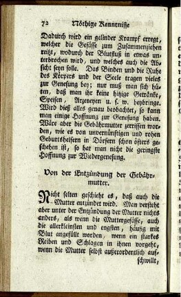 Von der Entzündung der Gebährmutter.