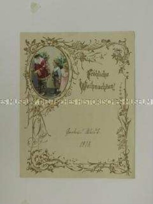 Schmuckblatt mit handschriftlichem Gedicht zu Weihnachten