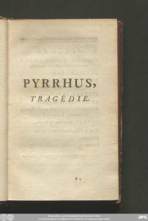 Pyrrhus, Tragédie.