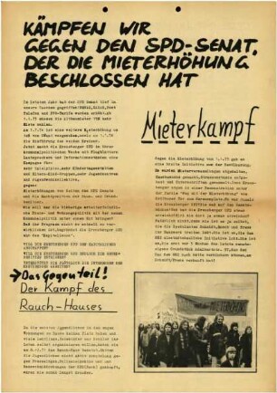 Flugschrift: Kämpfen wir gegen den SPD-Senat, 1973-1974
