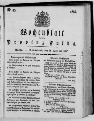 Nr. 43, Ausgabe vom 28. Oktober 1837