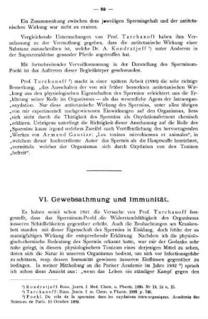 VI. Gewebsathmung und Immunität.