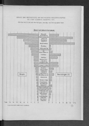 Umsatz und Beschäftigte der wichtigsten Industriegruppen in % der gesamten Industrie 1973