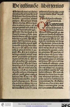 Quantum ad tertium principale scilicet ubi fienda est restitutio, circa hoc distinguendum quia aut persona cui fienda est restitutio scitur aut inquirendo sciri potest aut omnino ignoratur.