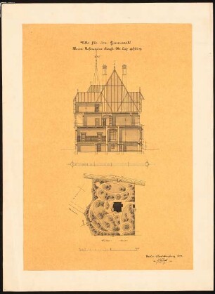 Villa, Berlin-Grunewald: Schnitt, Lageplan