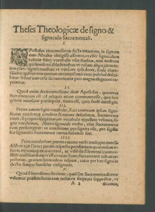 Theses Theologicae de signo & signaculo Sacramentali.