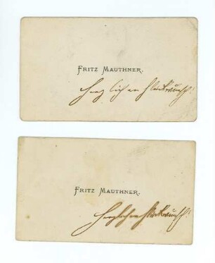 Korrespondenz von Fritz Mauthner an Unbekannt