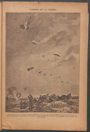 Visiones de la guerra: Globos cautivos, que los soldados llaman salchichas [...] - [Dibujo]