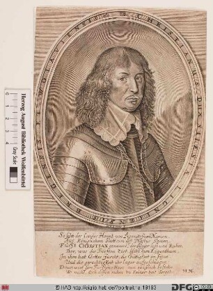 Bildnis Christian, Herzog in S. 1639 zu Wohlau, 1663 auch zu Liegnitz u. 1664 zu Brieg