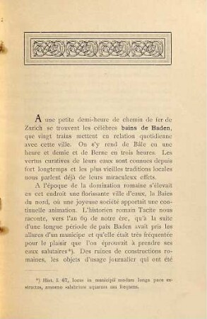 Un hôpital militaire romain : (Bains de Baden près Zurich, Suisse.) [Umschlagt.]