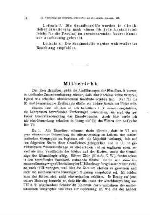 Welche Verteilung des erdkundlichen Lehrstoffes auf die einzelnen Klassen ist wünschenswert? : [Mitbericht]