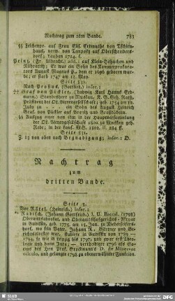 Nachtrag zum dritten Bande