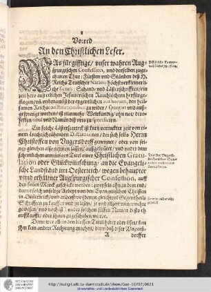 Vorred An den Christlichen Leser