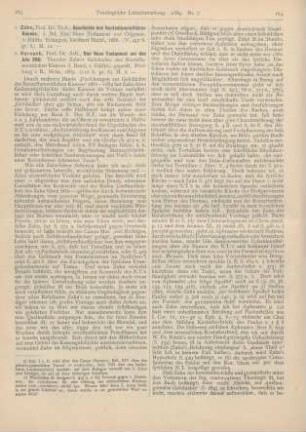 163-171 [Rezension] Zahn, Theodor, Geschichte des neutestamentlichen Kanons. I. Bd.: Das Neue Testament vor Origenes. 1. Hälfte