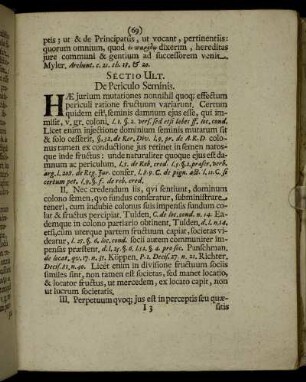 Sectio Ult. De Periculo Seminis.