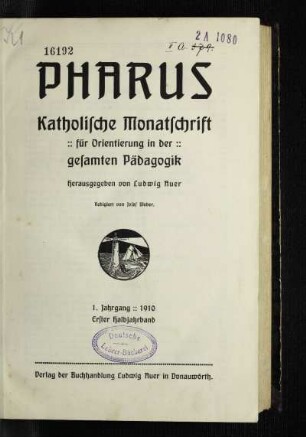 1: Pharus - 1.1910, Halbjahrband 1