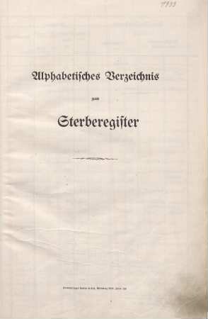 Jahrestabellen 1933 Sterbefälle Solingen (aus Sterberegister 1933)