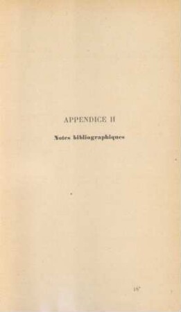 Appendice II Notes Bibliographiques