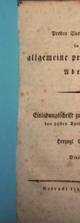 Einladungsschrift zu der öffentlichen Prüfung des Gymnasium Casimirianum. 1830