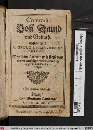 Comoedia Von David und Goliath