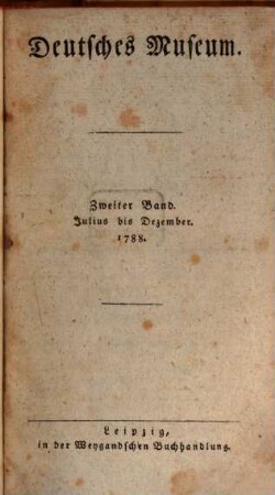Deutsches Museum : auf das Jahr .... 1788,2