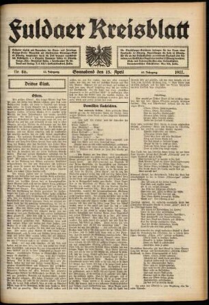 Dritte Ausgabe vom Samstag, den 15. April 1911.