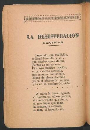 La desesperación : Décimas