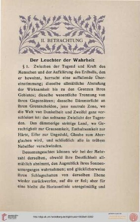 II. Betrachtung. Der Leuchter der Wahrheit