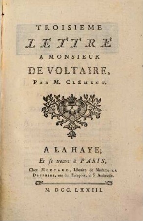 ... Lettre A Monsieur De Voltaire, 3