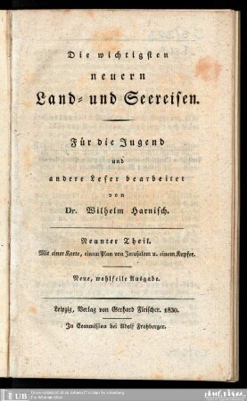 9: Die wichtigsten neuern Land- und Seereisen : für die Jugend und andere Leser bearbeitet