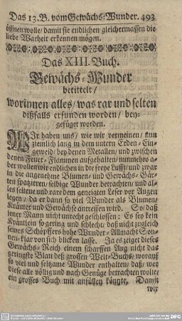 Das XIII. Buch. Gewächs-Wunder.