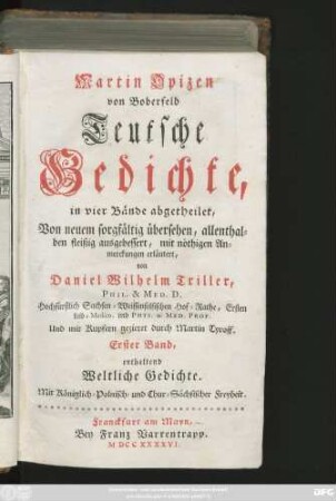 Bd. 1-2: enthaltend Weltliche Gedichte