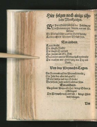 Hier folgen noch einige jährliche Merckzeichen. [u. a.]