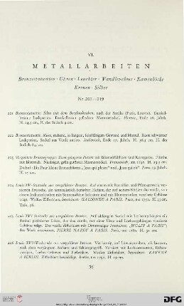 VI. Metallarbeiten (Nr. 201-219)