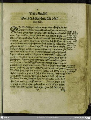 Das 9. Capitel. Von den bösen Engeln oder Teuffeln