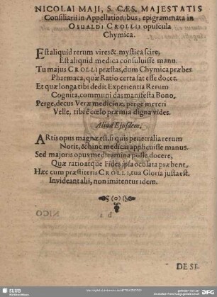 NICOLAI MAJI, S. CAES. MAJESTATIS