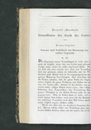 Zweyter Abschnitt. Grundlinien der Statik des Geistes.