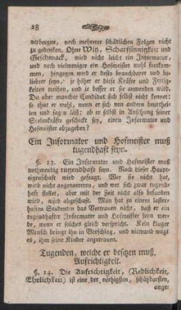 [V.] Ein Informator und Hofmeister muß tugendhaft sein [§. 13-28.]