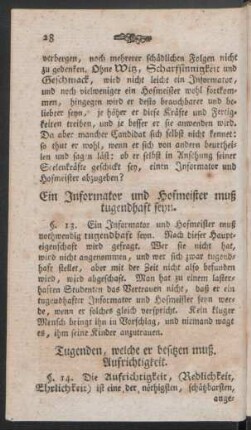 [V.] Ein Informator und Hofmeister muß tugendhaft sein [§. 13-28.]