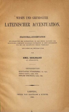 Wesen und Grundsätzelateinischer Accentuation ...